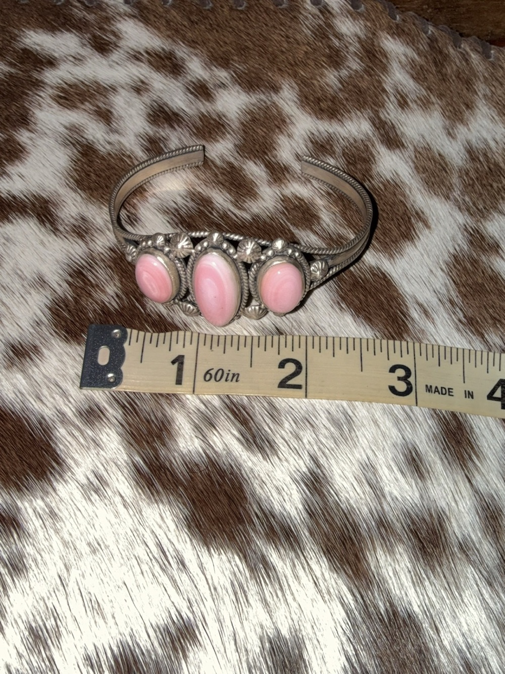 Sterling Silver Pink Conch Cuff Bracelet - Picture 9 of 14